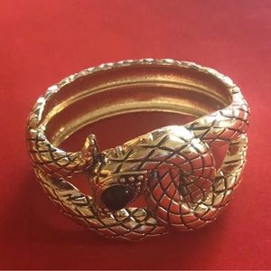 Gold Tone Snake Cuff Bracelet
